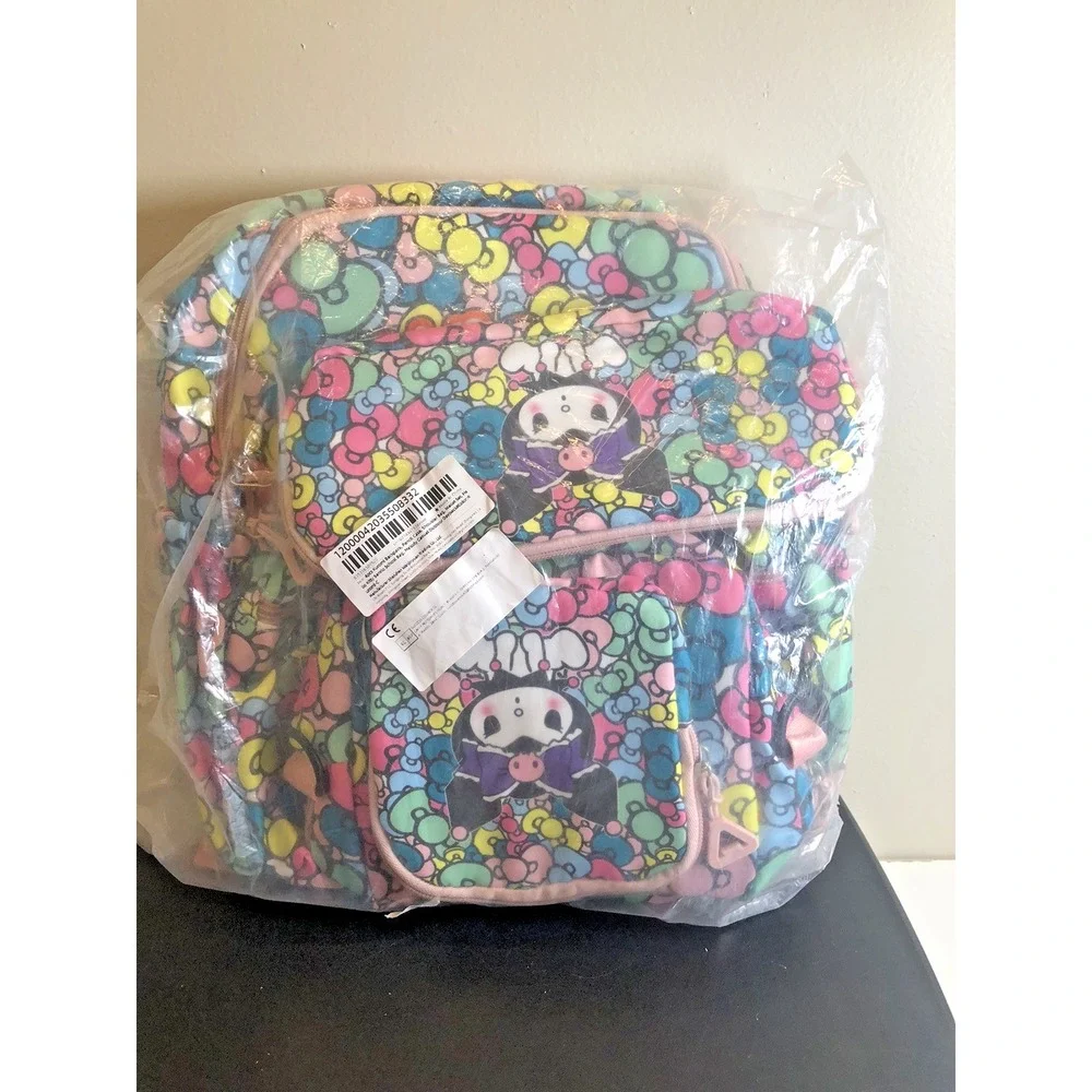 4PCS Kuromi School Backpack Set - Anime Bag with Pencil Case,Shoulder Bag,Wallet